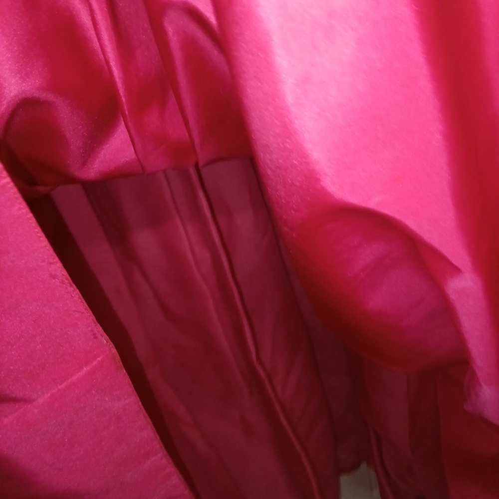 🦄 Vintage Richilene Chic Fuchsia Ruffle Evening Dress Gown Size Large - Picture 9 of 10